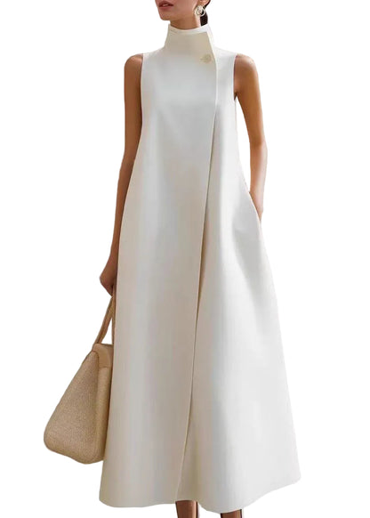 Women's Sleeveless Dress Stand Collar Vacation Style 0