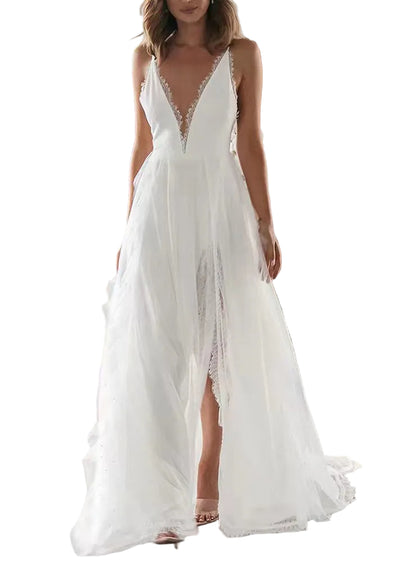 Women's Sleeveless Dress V Neck Backless Side Open 0