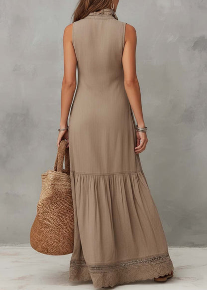 Women's Sleeveless Dress V Neck Lace Patchwork 2