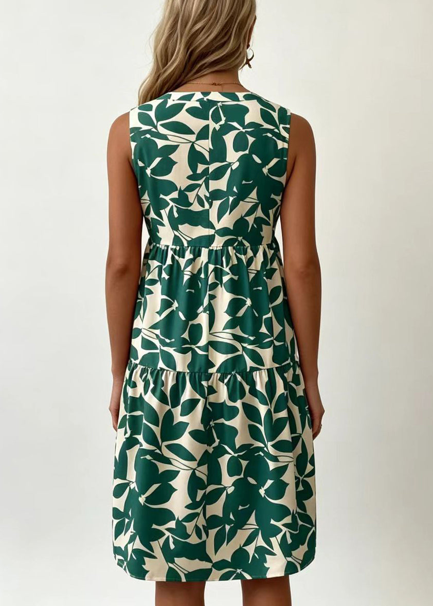 Women's Sleeveless Dress V Neck Printed 3