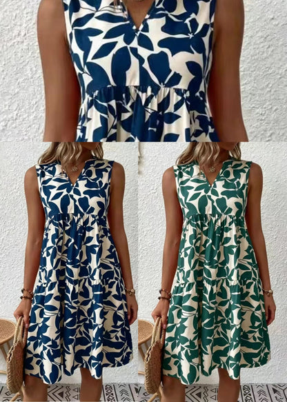Women's Sleeveless Dress V Neck Printed 4