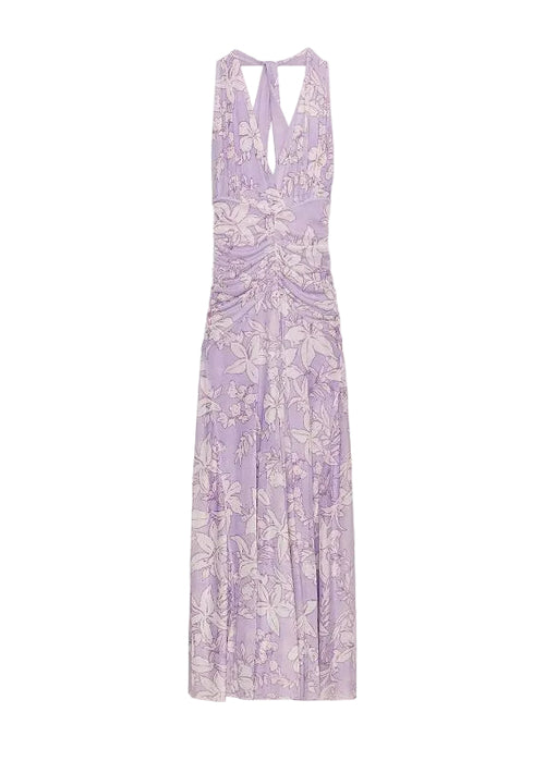 Women's Sleeveless Dress V Neck Printed Tulle 4