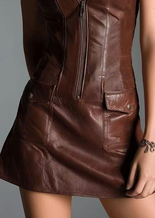 Women's Sleeveless Dress Zip-Up with Pockets 4