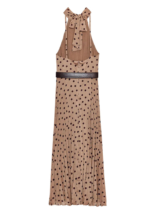 Women’s Sleeveless Holiday Dress Backless Dot Print 4