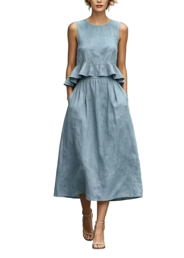 Women's Sleeveless Holiday Dress with Ruffles 0