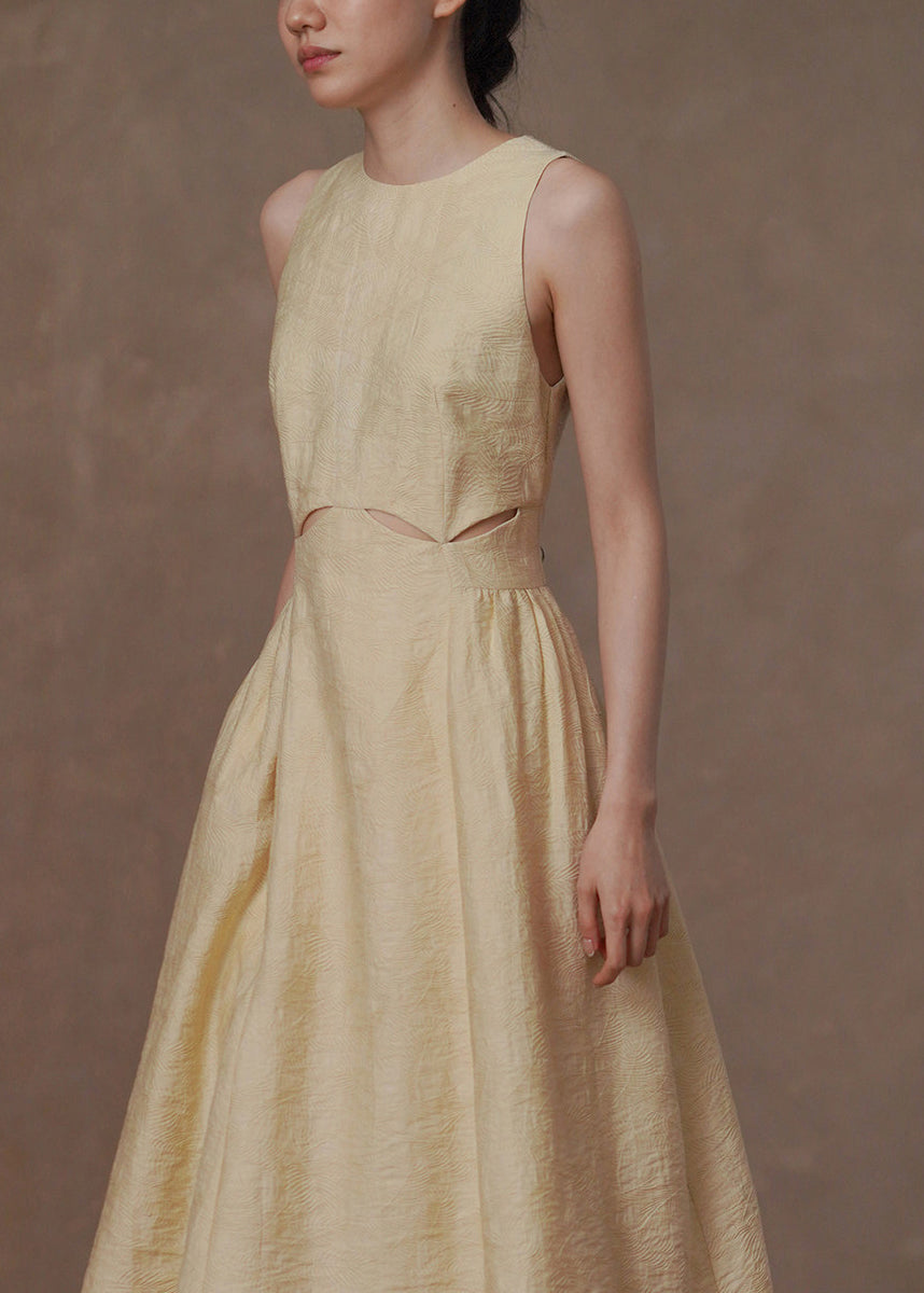 Women's Sleeveless Jacquard Dress Hollow Out Design 3
