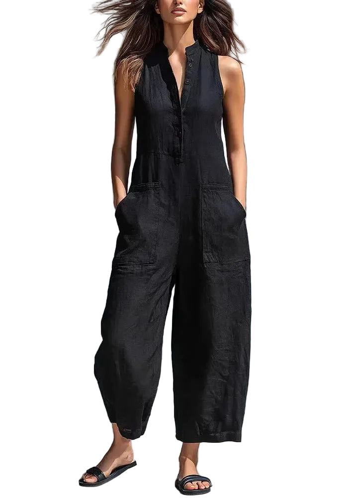 Women's Sleeveless Jumpsuit High Waist Patchwork Design 0