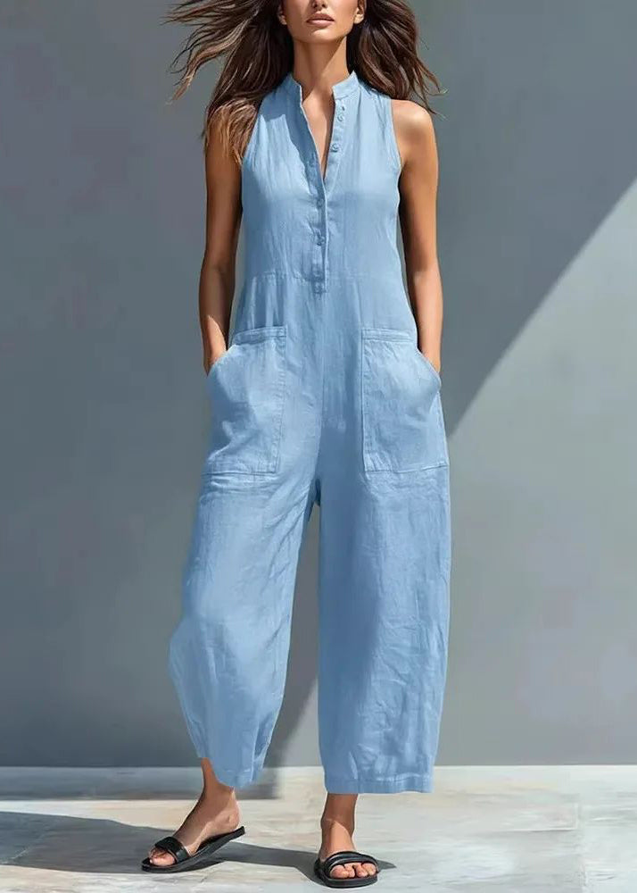 Women's Sleeveless Jumpsuit High Waist Patchwork Design 1