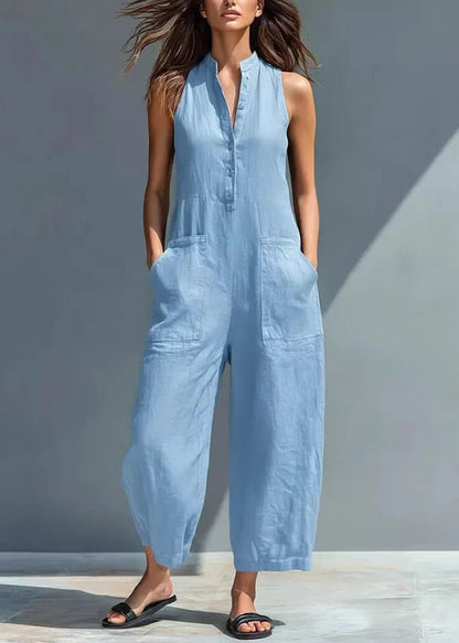 Women's Sleeveless Jumpsuit High Waist Patchwork Design 1