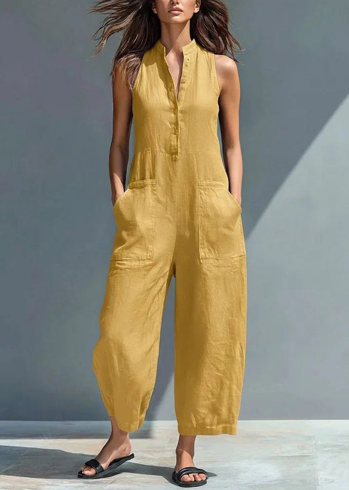 Women's Sleeveless Jumpsuit High Waist Patchwork Design 3
