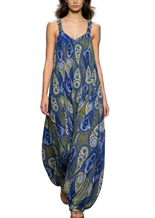 Women's Sleeveless Jumpsuit O-Neck Printed Style 0