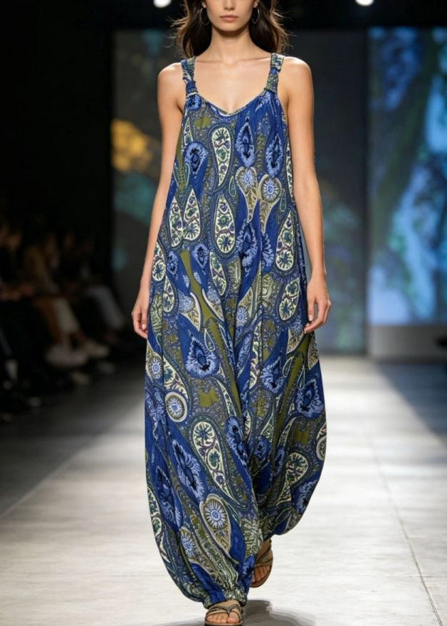 Women's Sleeveless Jumpsuit O-Neck Printed Style 1