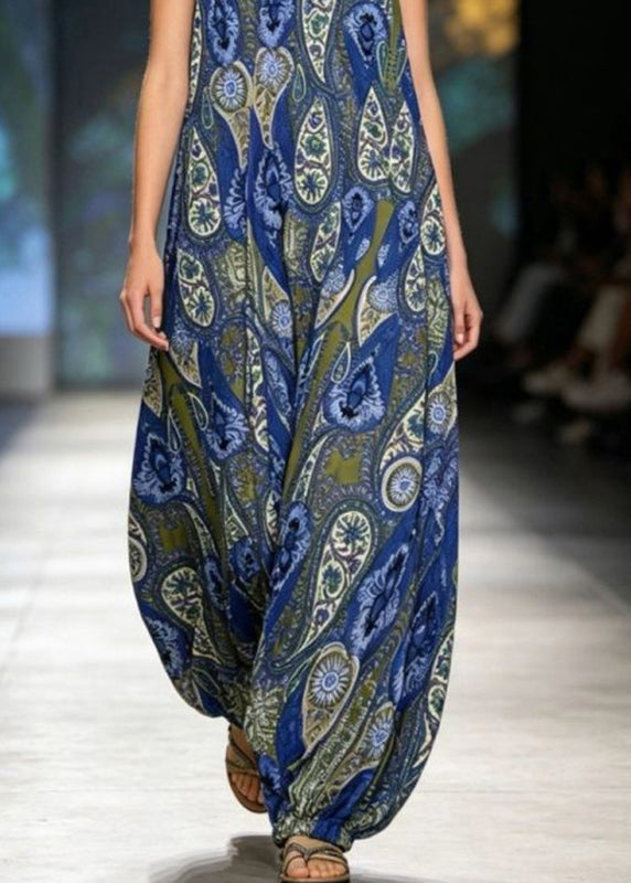 Women's Sleeveless Jumpsuit O-Neck Printed Style 3