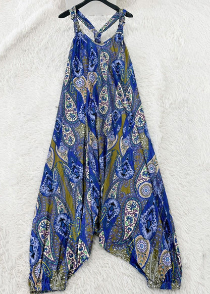 Women's Sleeveless Jumpsuit O-Neck Printed Style 4