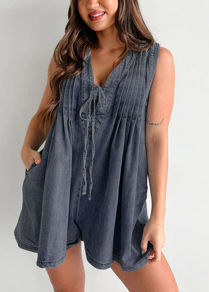 Women's Sleeveless Jumpsuit V Neck Lace-Up Style 3