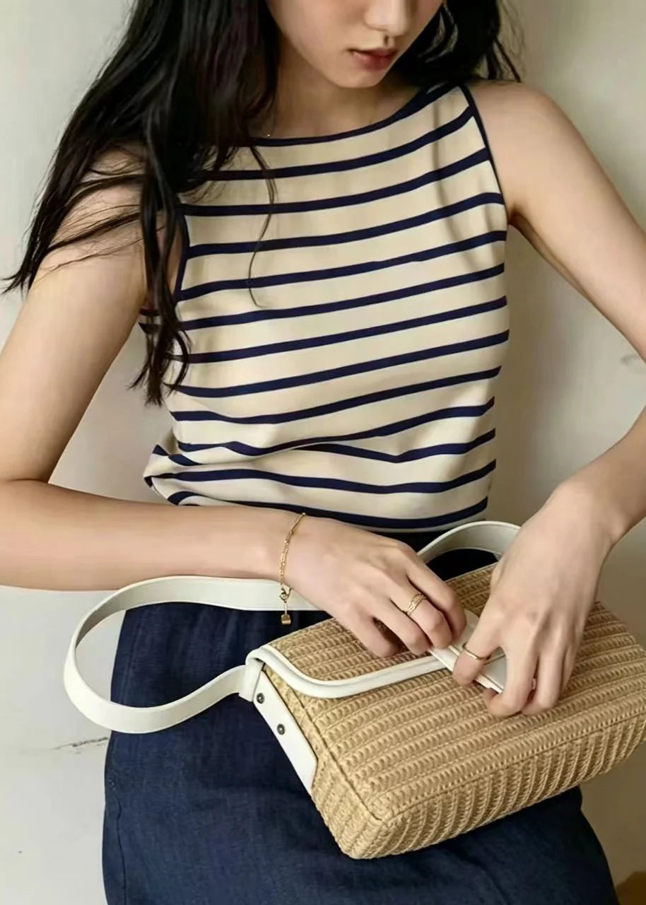 Women's Sleeveless Knit Top Striped Casual 0