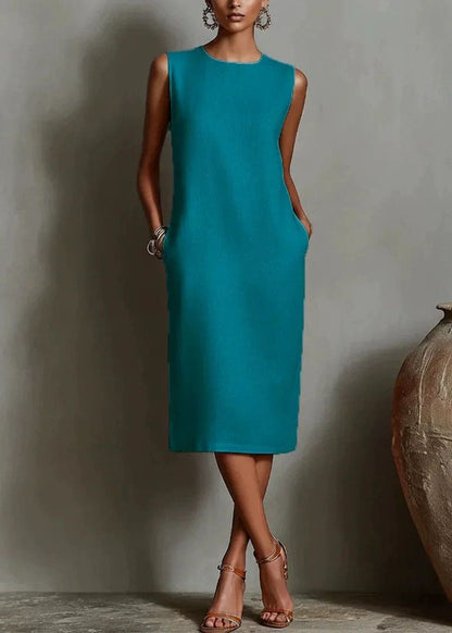 Women's Sleeveless Mid Dress O-Neck Casual 1