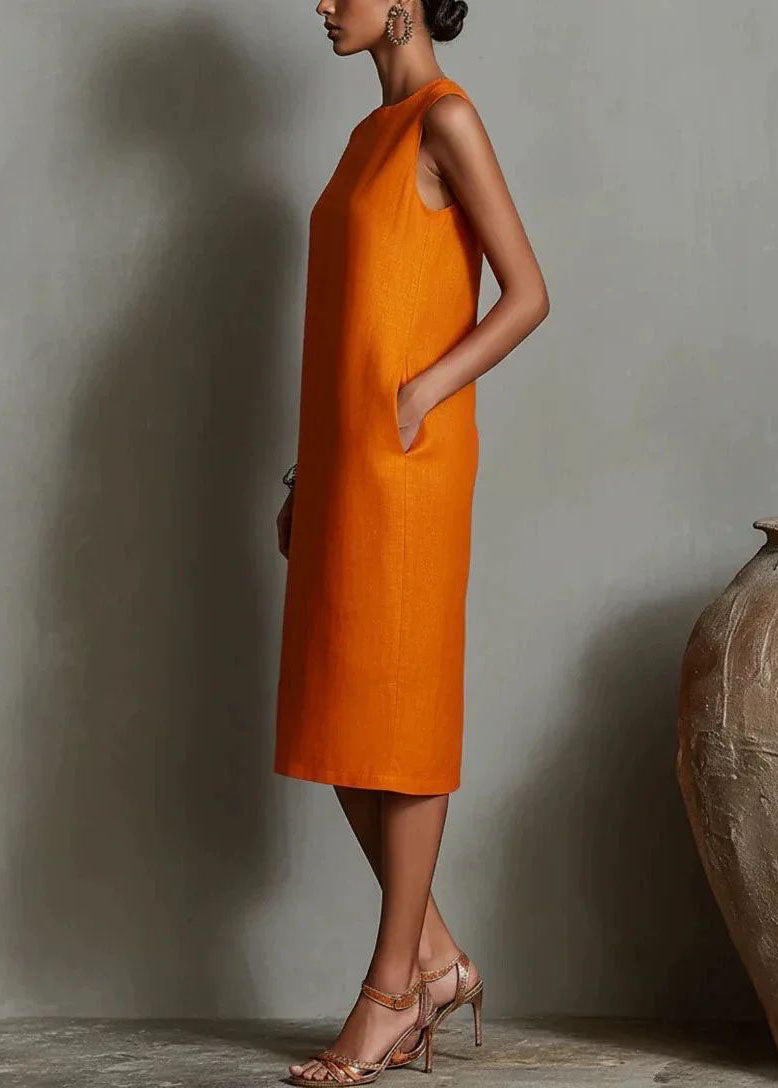 Women's Sleeveless Mid Dress O-Neck Casual 3