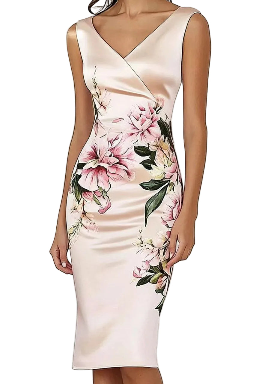 Women's Sleeveless Party Dress V Neck Printed 0