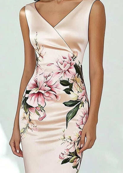 Women's Sleeveless Party Dress V Neck Printed 3