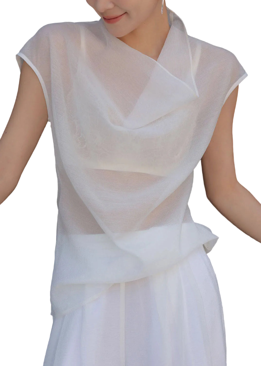 Women's Sleeveless Sheer Top Turtle Neck Casual Style 0