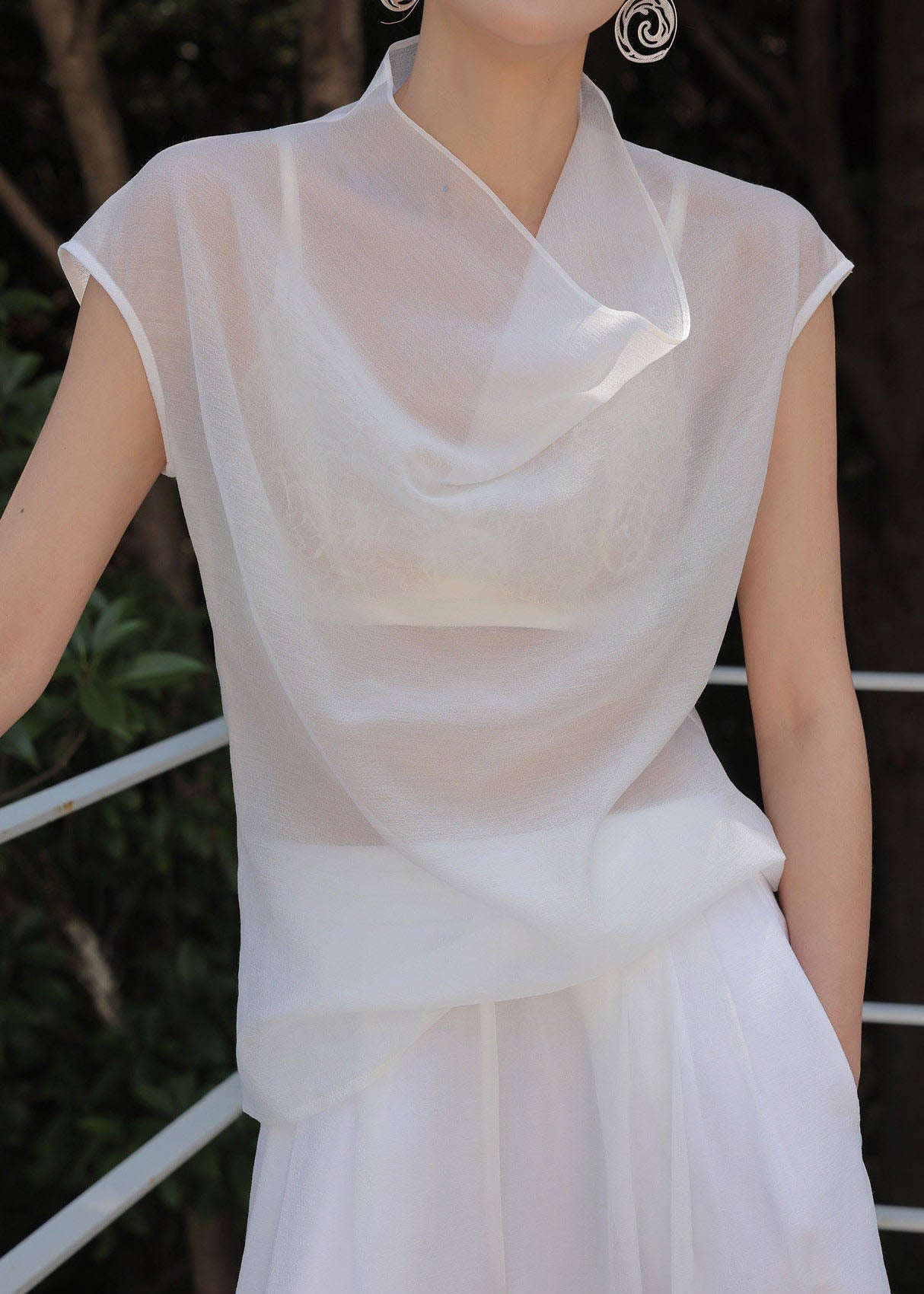 Women's Sleeveless Sheer Top Turtle Neck Casual Style 1