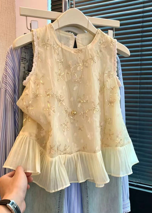 Women's Sleeveless Shirt Casual Patchwork Design 0