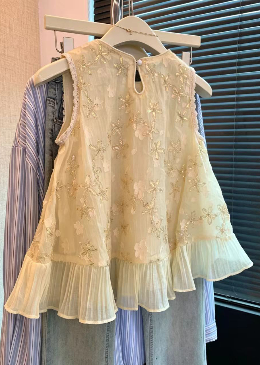 Women's Sleeveless Shirt Casual Patchwork Design 1