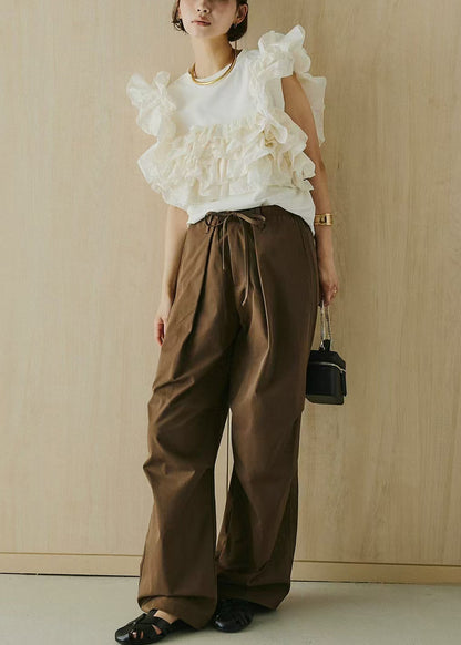 Women's Sleeveless Shirt Ruffled O-Neck 1