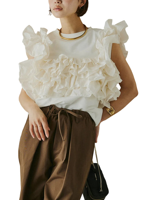Women's Sleeveless Shirt Ruffled O-Neck 3