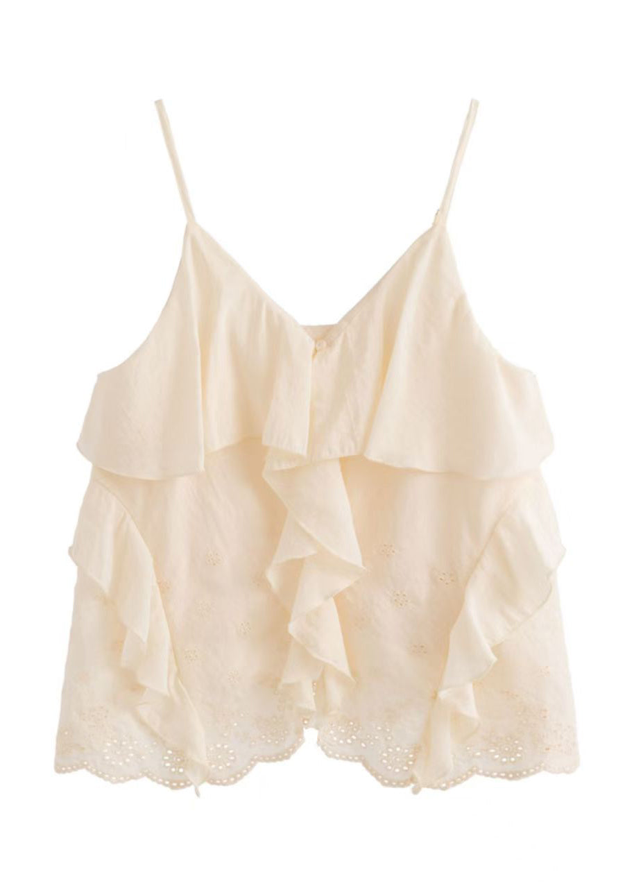 Women's Sleeveless Tank Top Ruffled Cut-Out Design 4