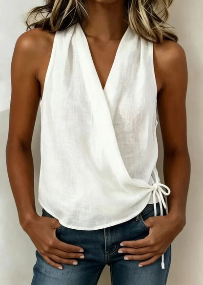 Women's Sleeveless Tank Top V Neck Lace-Up Style 2