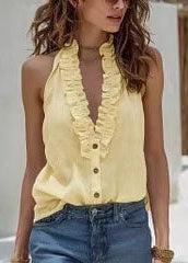 Women's Sleeveless Tank Top V Neck Ruffled 1