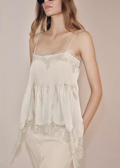 Women's Sleeveless Top Asymmetrical Lace Patchwork 1