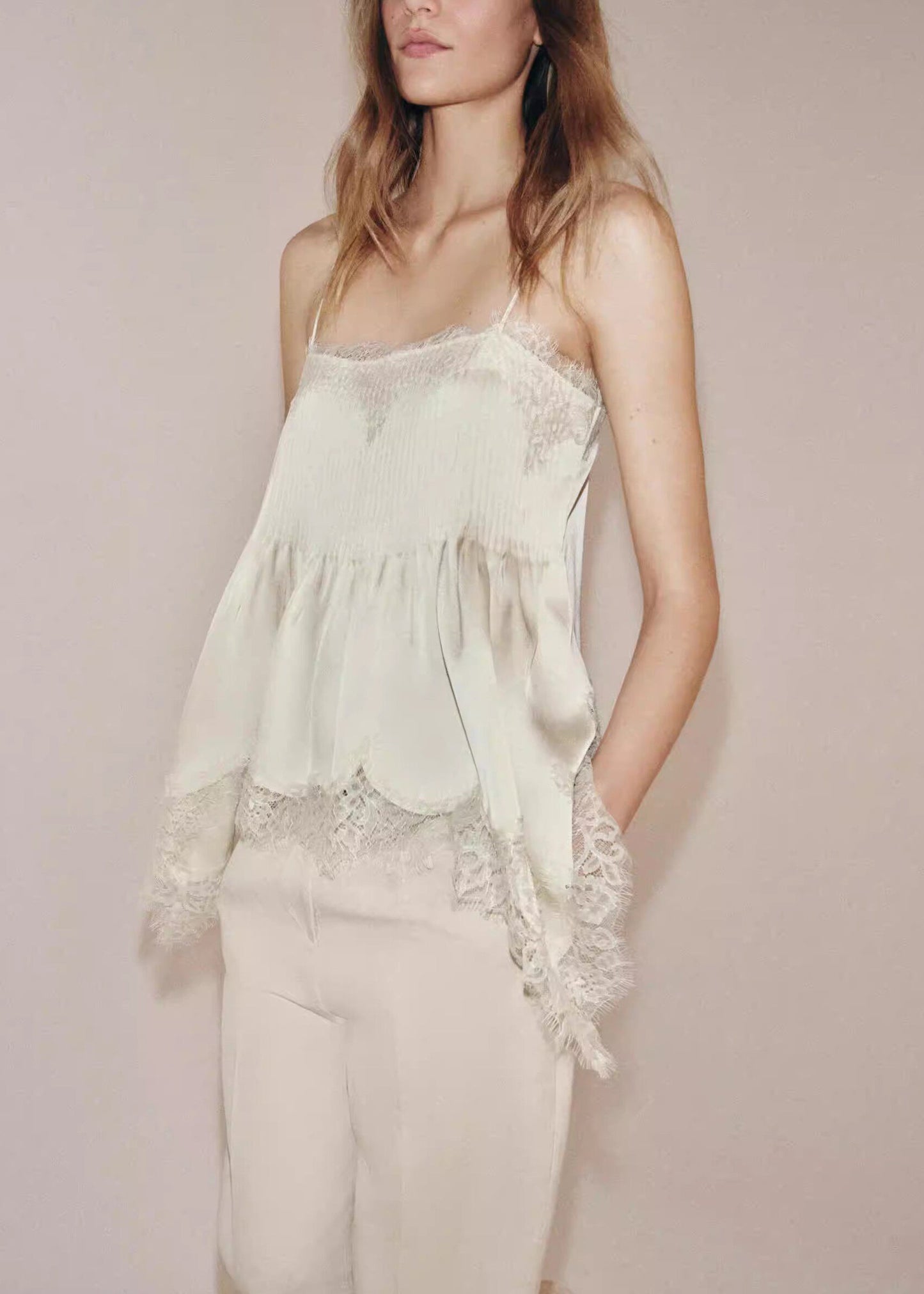 Women's Sleeveless Top Asymmetrical Lace Patchwork 2