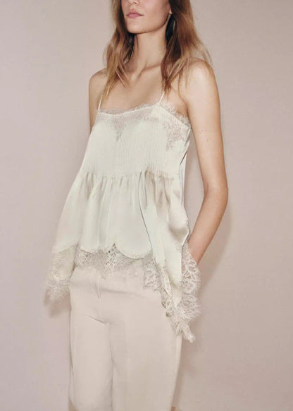 Women's Sleeveless Top Asymmetrical Lace Patchwork 2