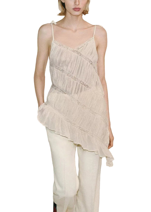 Women's Sleeveless Top Asymmetrical Patchwork Design 0