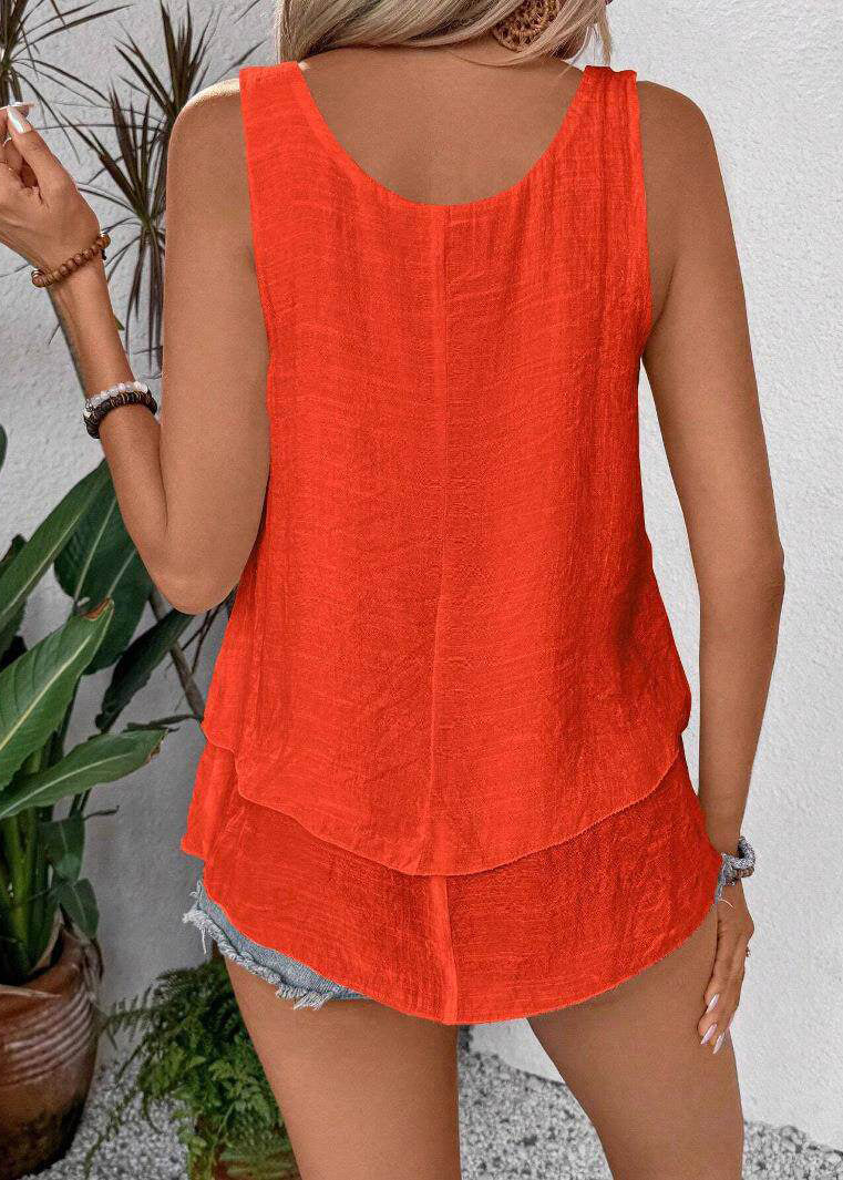 Women's Sleeveless Top Loose Fit Patchwork Style 4