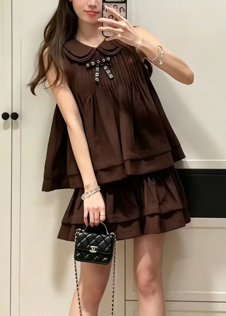 Women's Sleeveless Two-Piece Set Peter Pan Collar 1