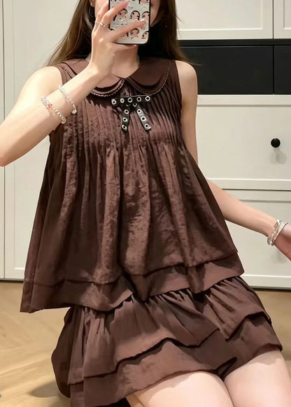 Women's Sleeveless Two-Piece Set Peter Pan Collar 3