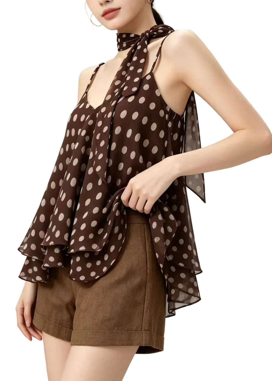 Women's Sleeveless V Neck Layered Top with Spaghetti Straps 1