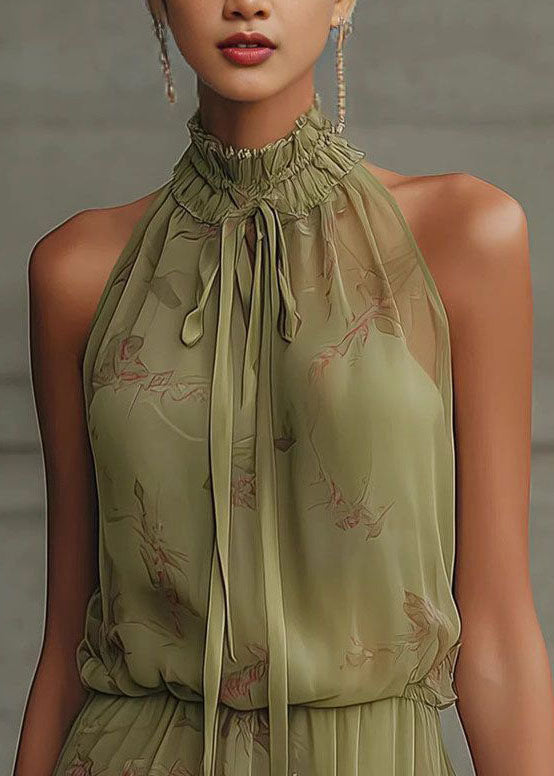 Women's Sleeveless Vacation Dress Stand Collar Lace-Up 3