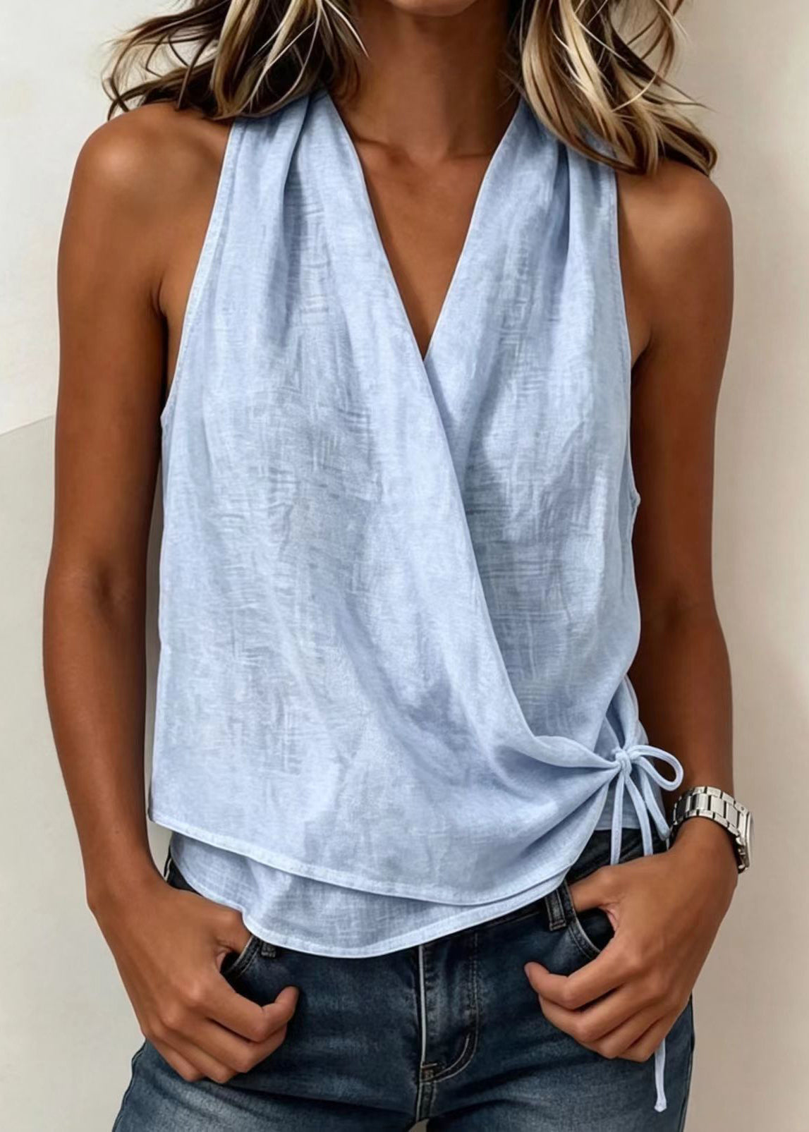 Women's Sleeveless Vest Bohemian Style V Neck 2