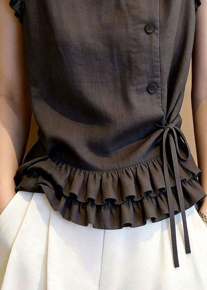 Women's Sleeveless Vest Ruffled Lace-Up Style 3