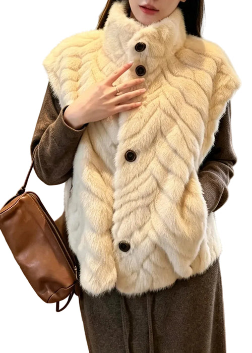 Women's Sleeveless Waistcoat Stand Collar Button Style 1