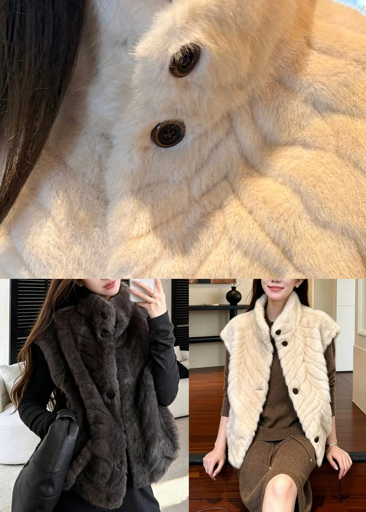 Women's Sleeveless Waistcoat Stand Collar Button Style 4