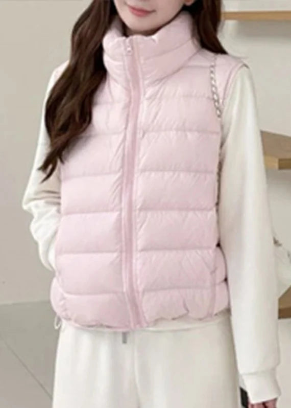 Women's Sleeveless Waistcoat with Stand Collar and Zippered Patchwork 2