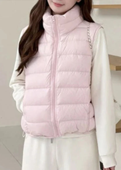 Women's Sleeveless Waistcoat with Stand Collar and Zippered Patchwork 2