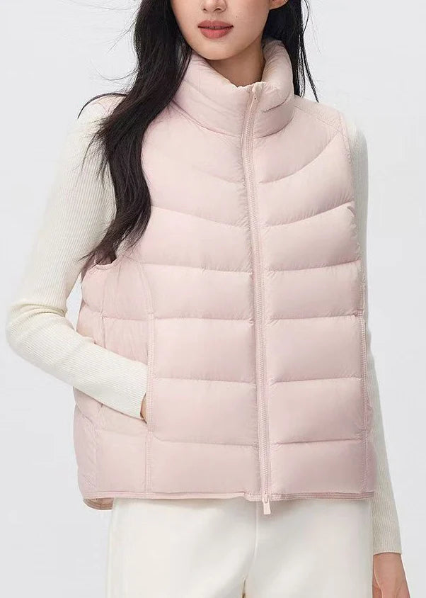 Women's Sleeveless Waistcoat with Stand Collar and Zippered Patchwork 3