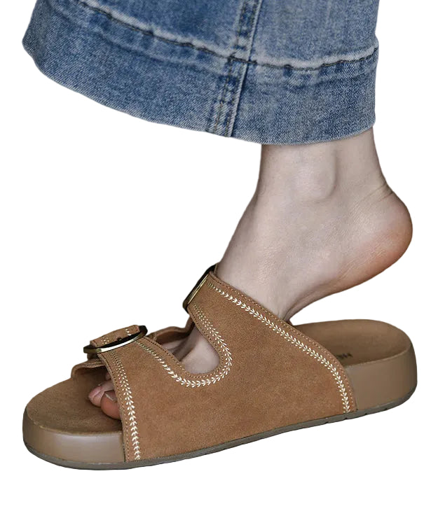 Women's Slide Sandals Boho Buckle Strap 0